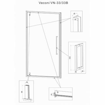 душевая дверь Veconi VN33B-90-01-C7 90х195 см профиль черный, стекло прозрачное - фотография № 2