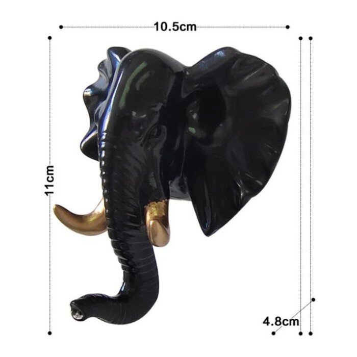 Декор настенный-вешалка "Слон" 11 x 10.5 см, черный - фотография № 6