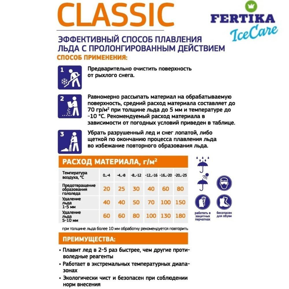 Противогололедный материал Fertika Icecare Classic 5 кг пакет - фотография № 3