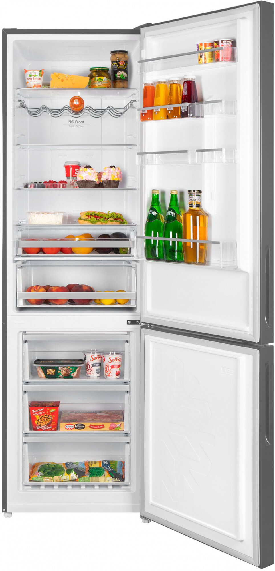 Холодильник двухкамерный MAUNFELD MFF200NFSE Total No Frost, нержавеющая сталь