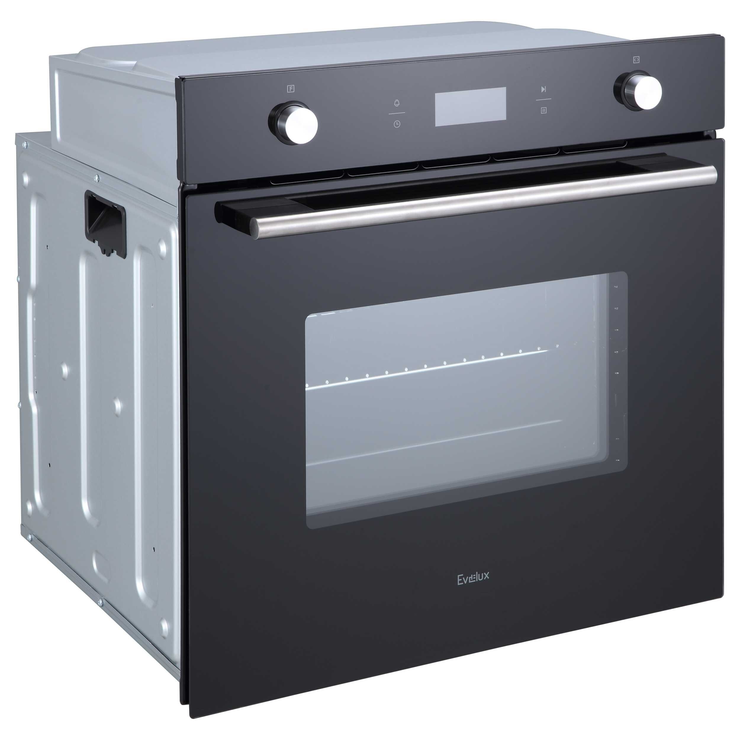 Духовой шкаф встраиваемый полноразмерный Evelux EO 650 PB, 60 см, 9 режимов, 70л, черное стекло - фотография № 4