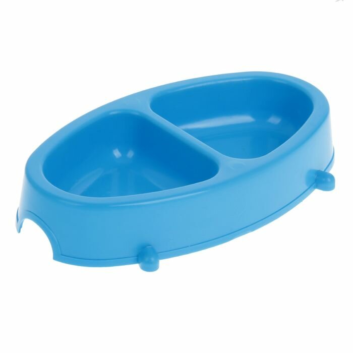 фото Миска двойная Зооник, 500 мл на ножках микс цветов, 2 штуки