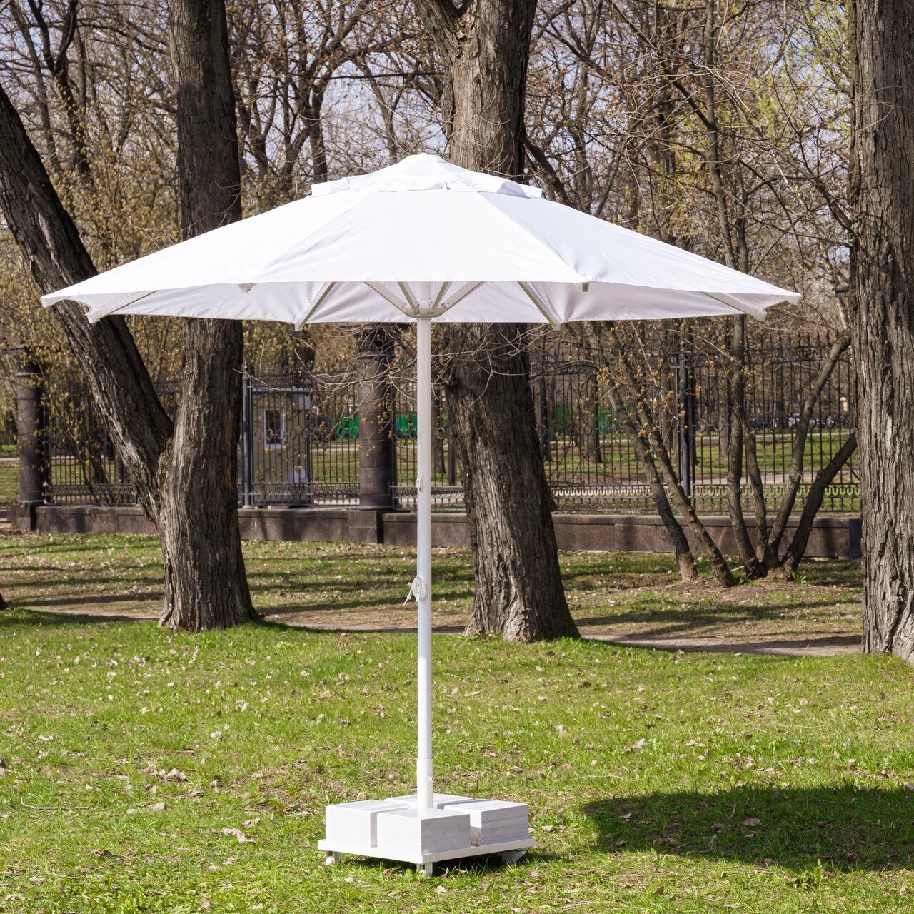 Зонт MISTRAL 300 круглый без волана (база в комплекте) белый - фотография № 2