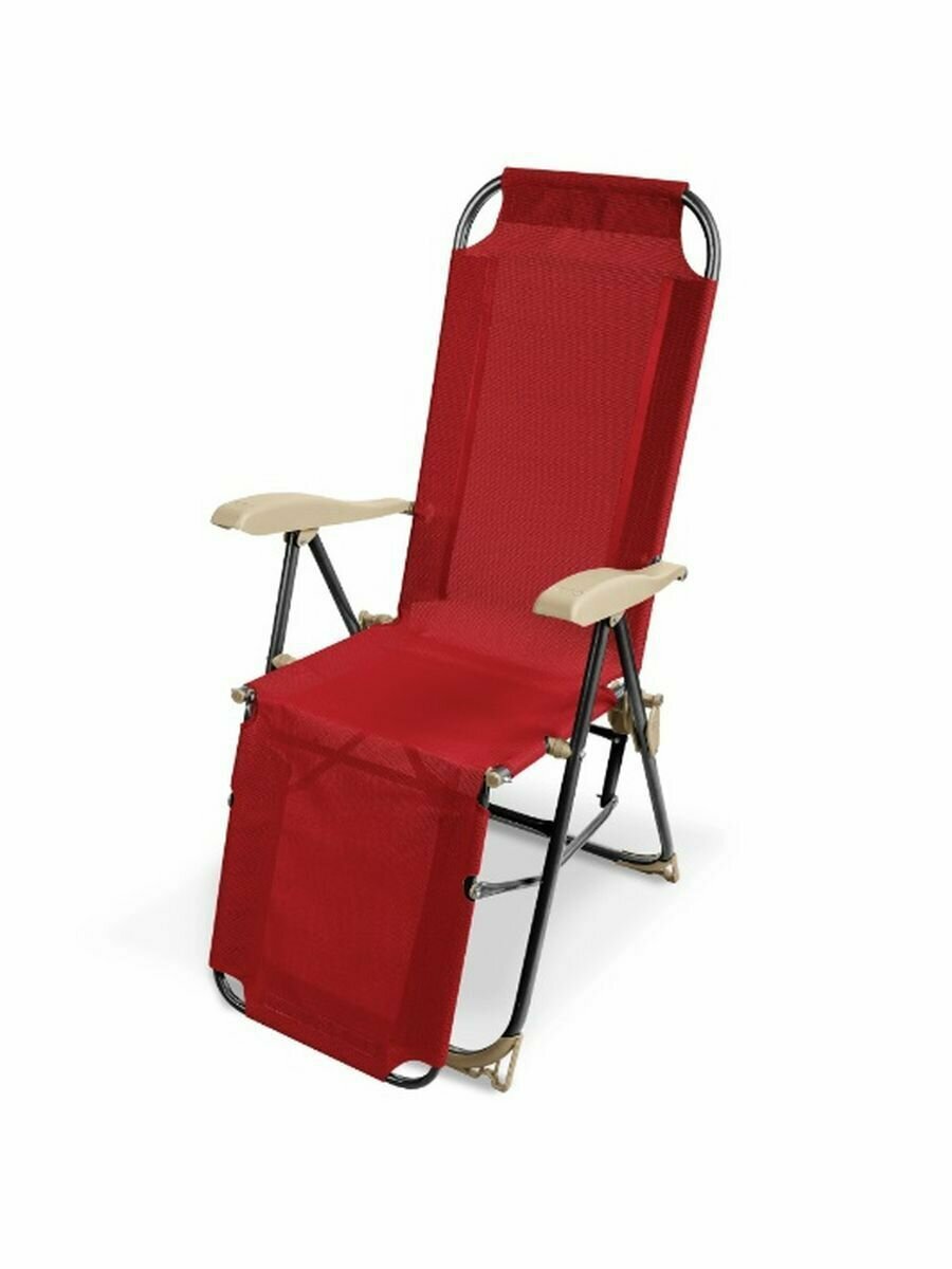 Кресло шезлонг с подставкой для ног для дачи, складное с подлокотниками, подножкой и съемным подголовником, 8 положений спинки, стул пляжный - фотография № 5