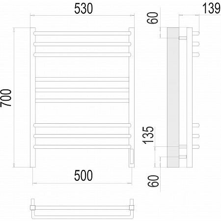 Полотенцесушитель электрический Terminus Соренто П9 500х700 мм (sensor quick touch) хром из нержавеющей стали - фотография № 3