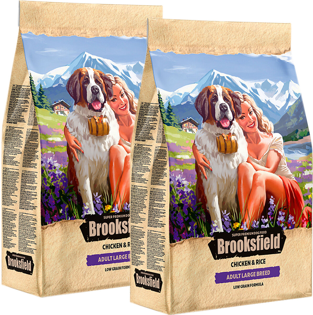 BROOKSFIELD ADULT LARGE BREED для взрослых собак крупных пород с курицей и рисом (12 + 12 кг)