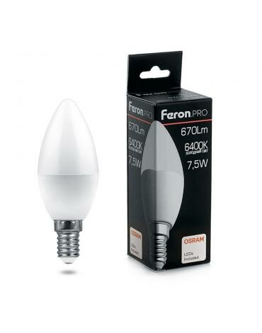 Feron LB-1307 Лампа светодиодная Свеча E14 7.5W 6400K 38055