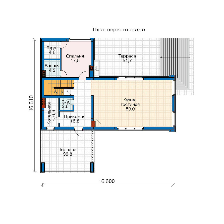 63-55-Catalog-Plans - Проект двухэтажного дома из газобетона с террасой - фотография № 2