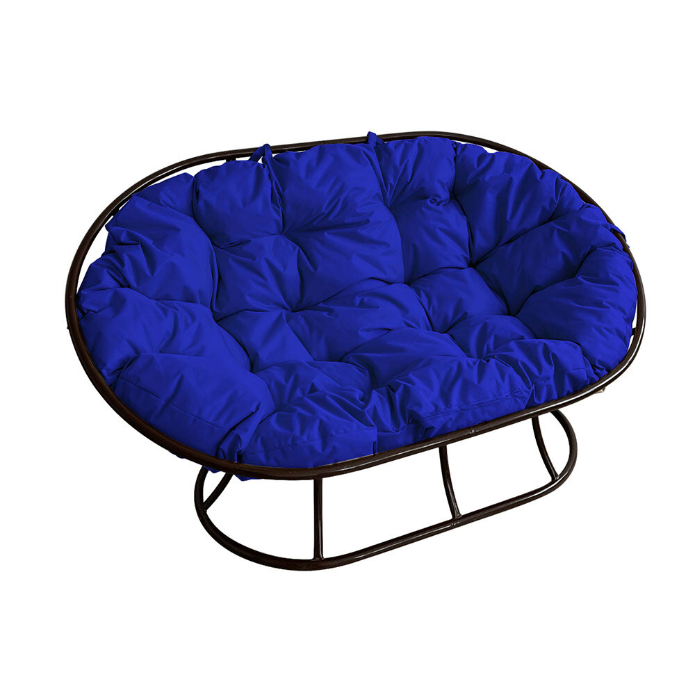 Садовый диван "Мамасан" без ротанга черное с синей подушкой M-Group - фотография № 1