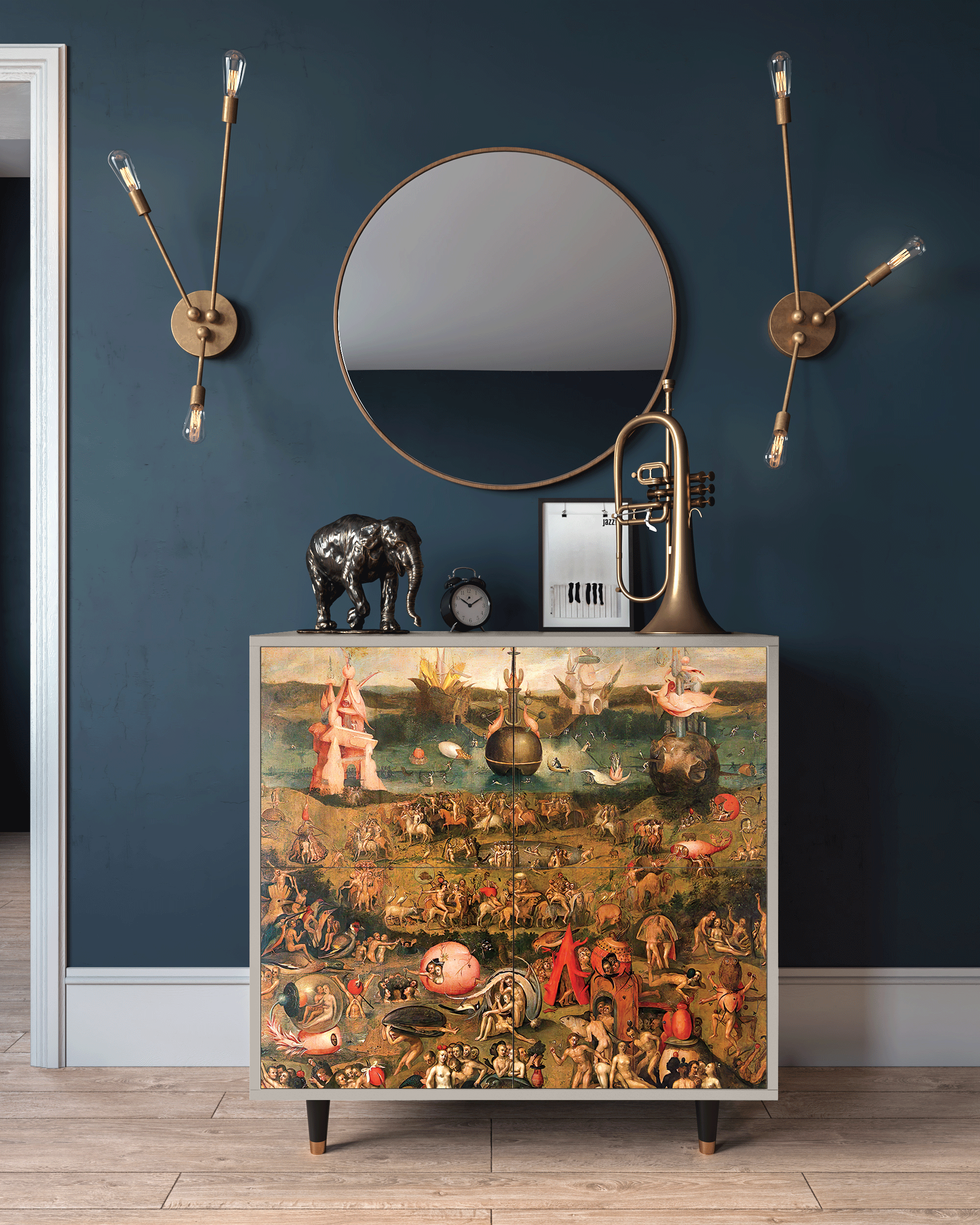 Комод - STORYZ - BS3 Garden of Earthly Delights by Hieronymus Bosch, 94 x 96 x 48 см, Сатин - фотография № 1