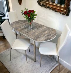 Обеденная группа стол кухонный со стульями NGVK Овал Кантри и 3 стула Омега цвет Белый