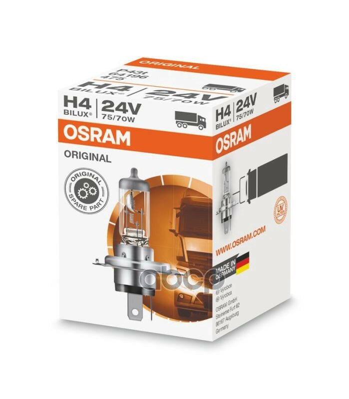 Лампа Osram Original Line (24V, 75/70W) H4 P43t 64196 Osram арт. 64196