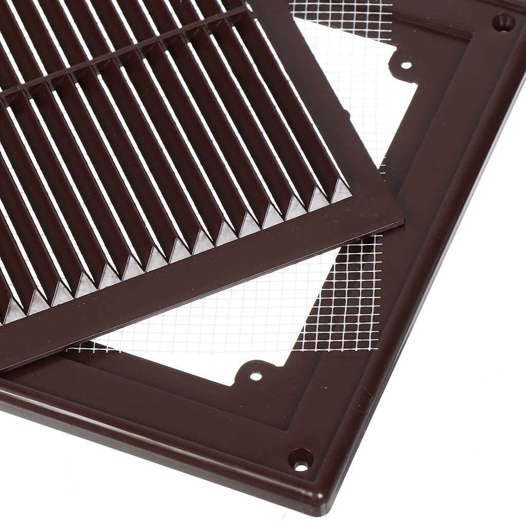 Решетка вентиляционная АВS- пластик, разъемная, 150х200 мм, с сеткой, коричневая, Event, 1520РЦ - фотография № 2