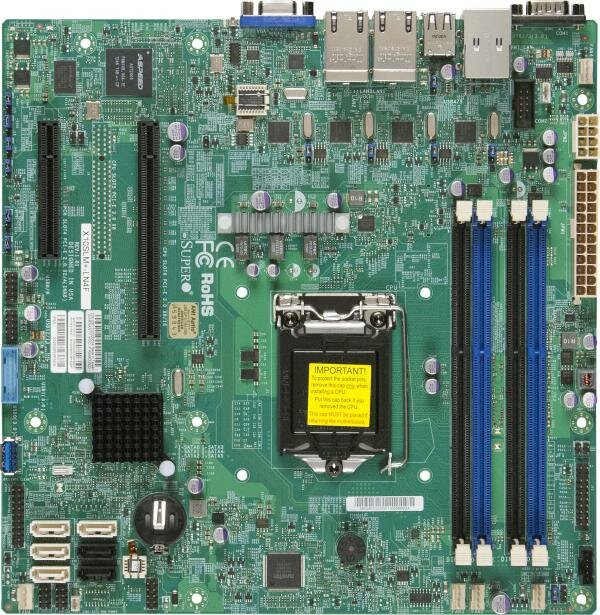 Материнская плата Supermicro X10SLM+-LN4F Socket-1150 Intel C224 DDR3 ECC uATX 4xRJ45 Gigabit Ethernet SATA3 VGA