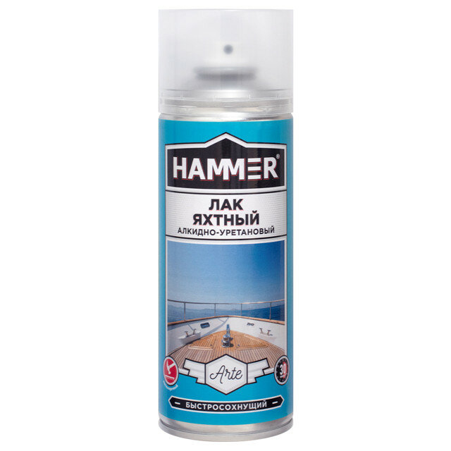 фото Лак алкидно-уретановый аэрозольный hammer яхтный 520мл матовый, арт.340406