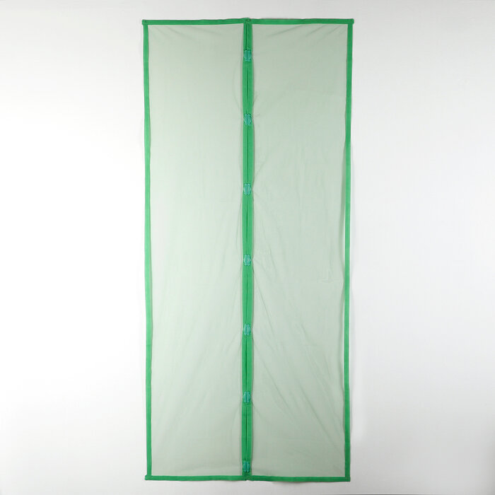 Сетка антимоскитная на магнитах для защиты от насекомых, 100×210 см, цвет зелёный - фотография № 2