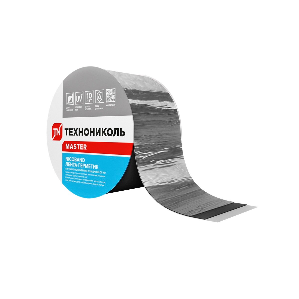 фото Лента-герметик самоклеящаяся Технониколь Nicoband, битумно-полимерная, 10 м x 30 см, серебристая