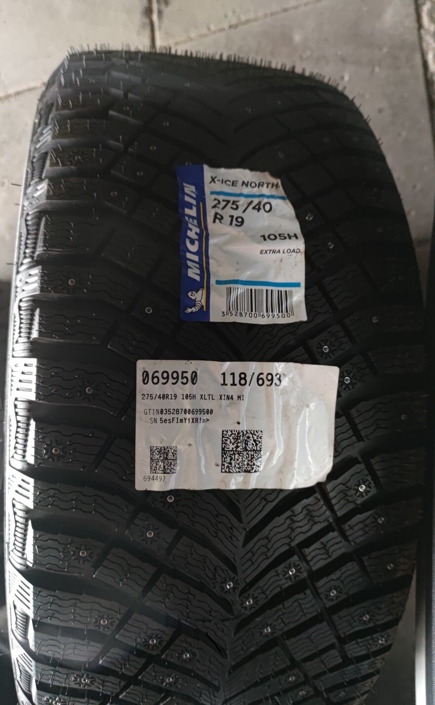 MICHELIN X-Ice North 4 275/40 R19 105 зимняя, пр-во конец 2021 г. BMW 7 G11