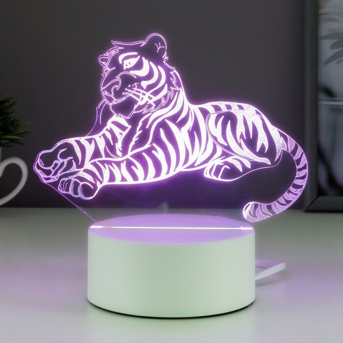 3D светильники RISALUX Светильник "Тигр" LED RGB от сети - фотография № 1