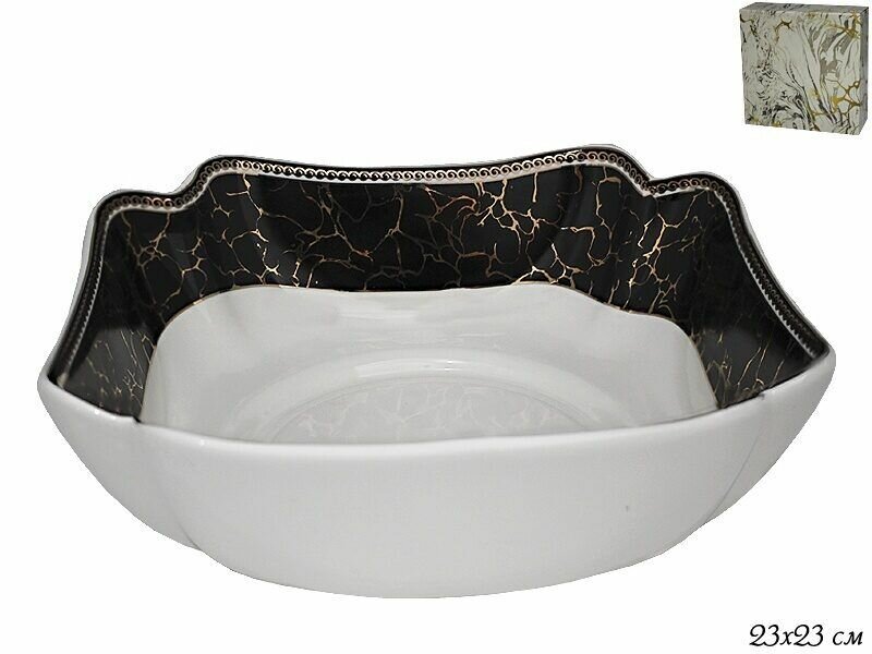 фото Квадратный Салатник Ленарди Мрамор 23см, фарфор