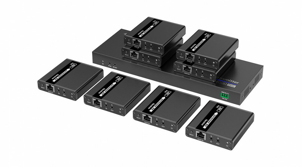 LENKENG LKV728P разветвитель-удлинитель 1*8 HDMI по витой паре CAT6/7 до 40/70 м, 4K, RS232, ИК