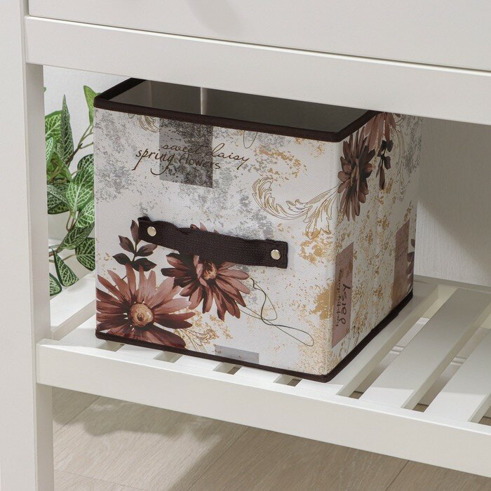 Короб стеллажный для хранения Доляна «Астра», 25×25×25 см, цвет коричневый - фотография № 2