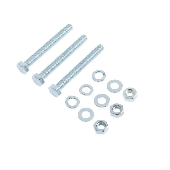 фото Болт стройбат, с шестигранной головкой, оцинкованный, DIN933, М8х70 мм, 3 шт