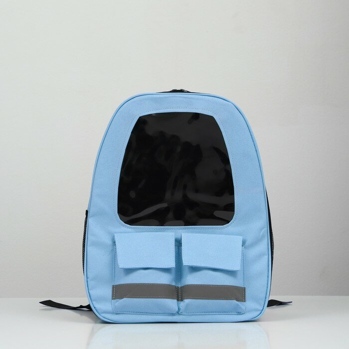Пижон Рюкзак для переноски животных с окном для обзора, голубой - фотография № 2