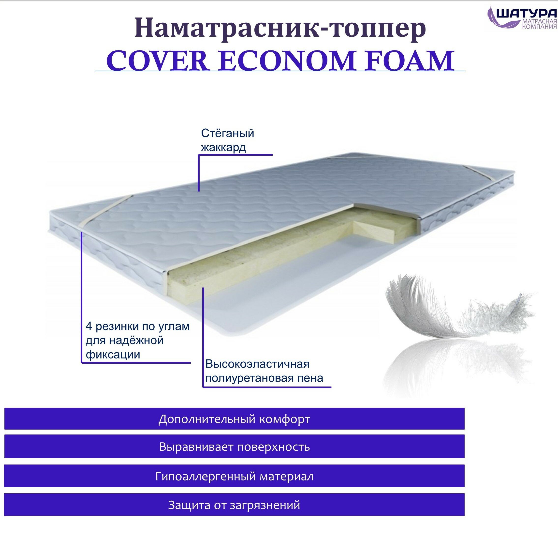 Наматрасник-топпер Cover Econom Foam 160*190