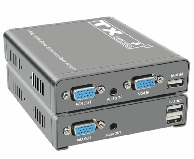 VGA+USB удлинитель KVM на 20 километров по оптическому кабелю