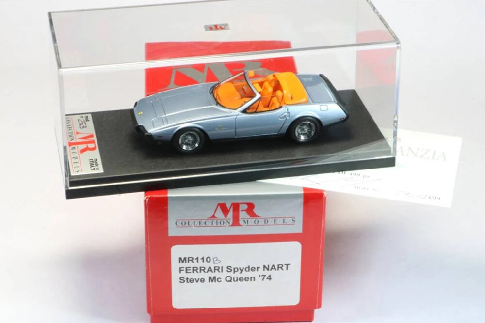 Модель коллекционная FERRARI 365 GTB/4 DAYTONA SPIDER NART OPEN 1974 PERSONAL CAR STEVE McQUEEN LIGHT BLUE METALLIC