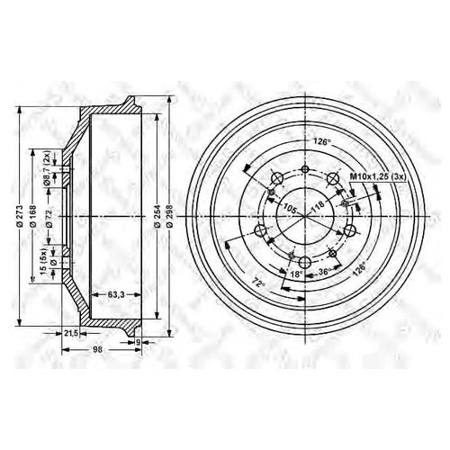 барабан тормозной Citroen C25 / Jumper, Fiat Ducato 10-14 81 STELLOX 60269906SX