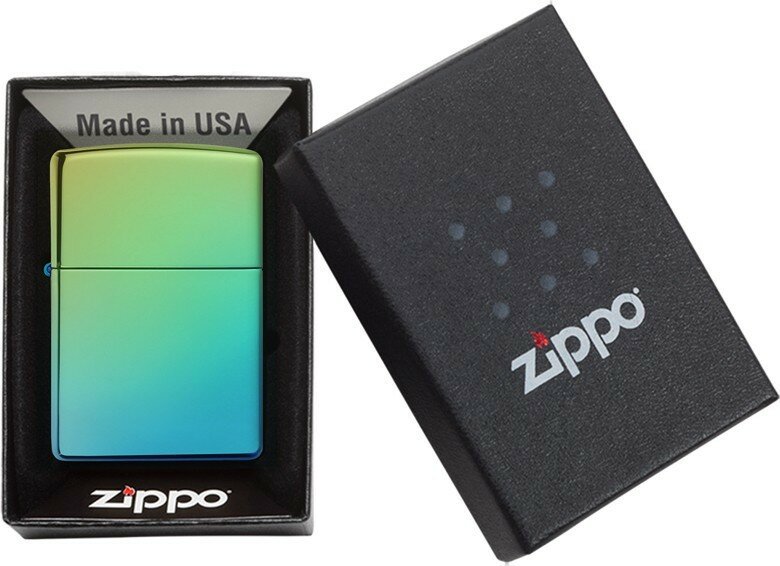 Зажигалка ZIPPO Classic с покрытием High Polish Teal, латунь/сталь, зелёная, глянцевая, 38x13x57 мм № 49191 - фотография № 4