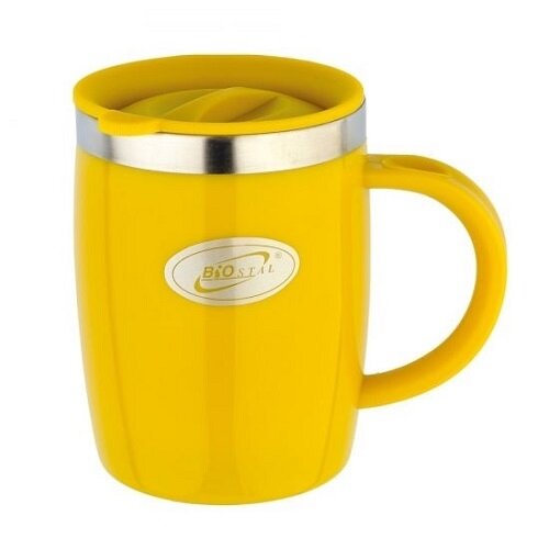 Термокружка BIOSTAL NE-400A, 0.40 л, цв.пластик, с крышкой, двойные стенки, дутая