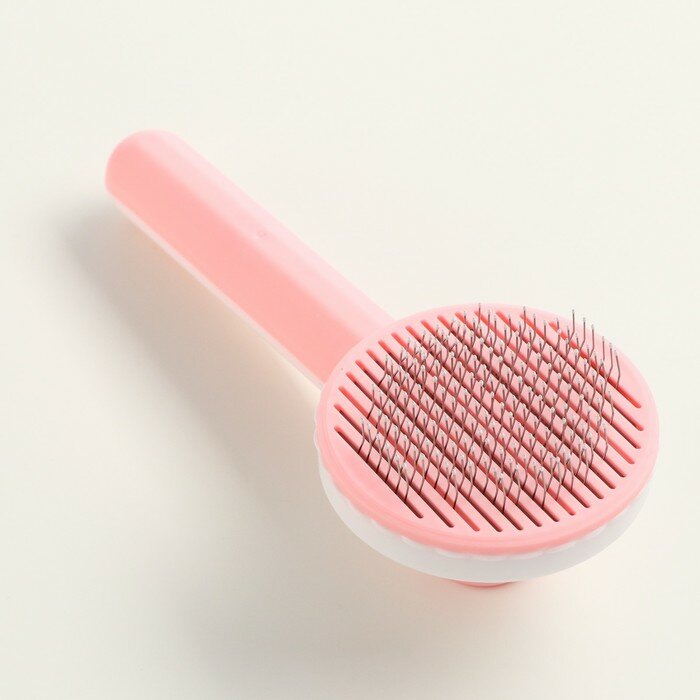 фото Пуходёрка пластиковая с функцией самоочистки, 7,7 х 19,1 см, розовая 9001563