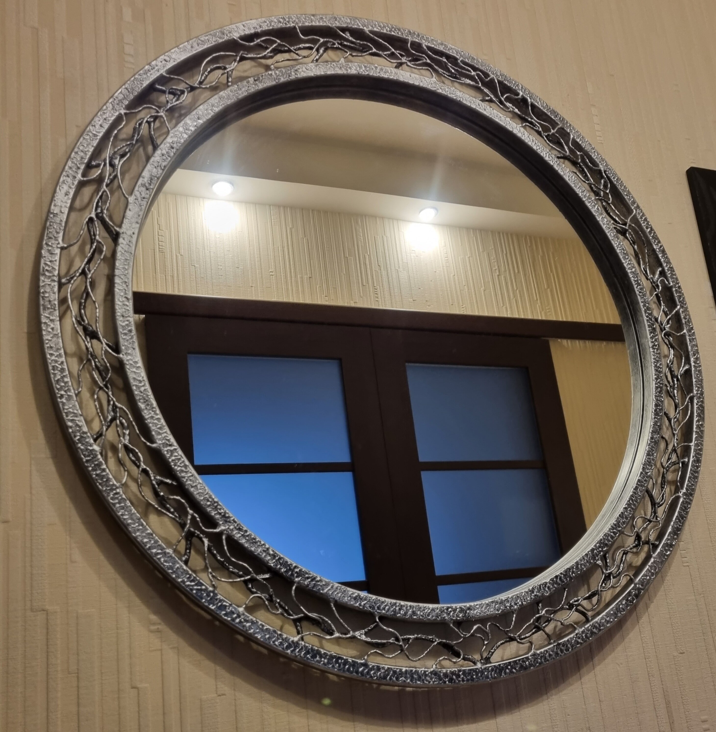 Кованое зеркало, настенное, круглое, дизайнерское - фотография № 1