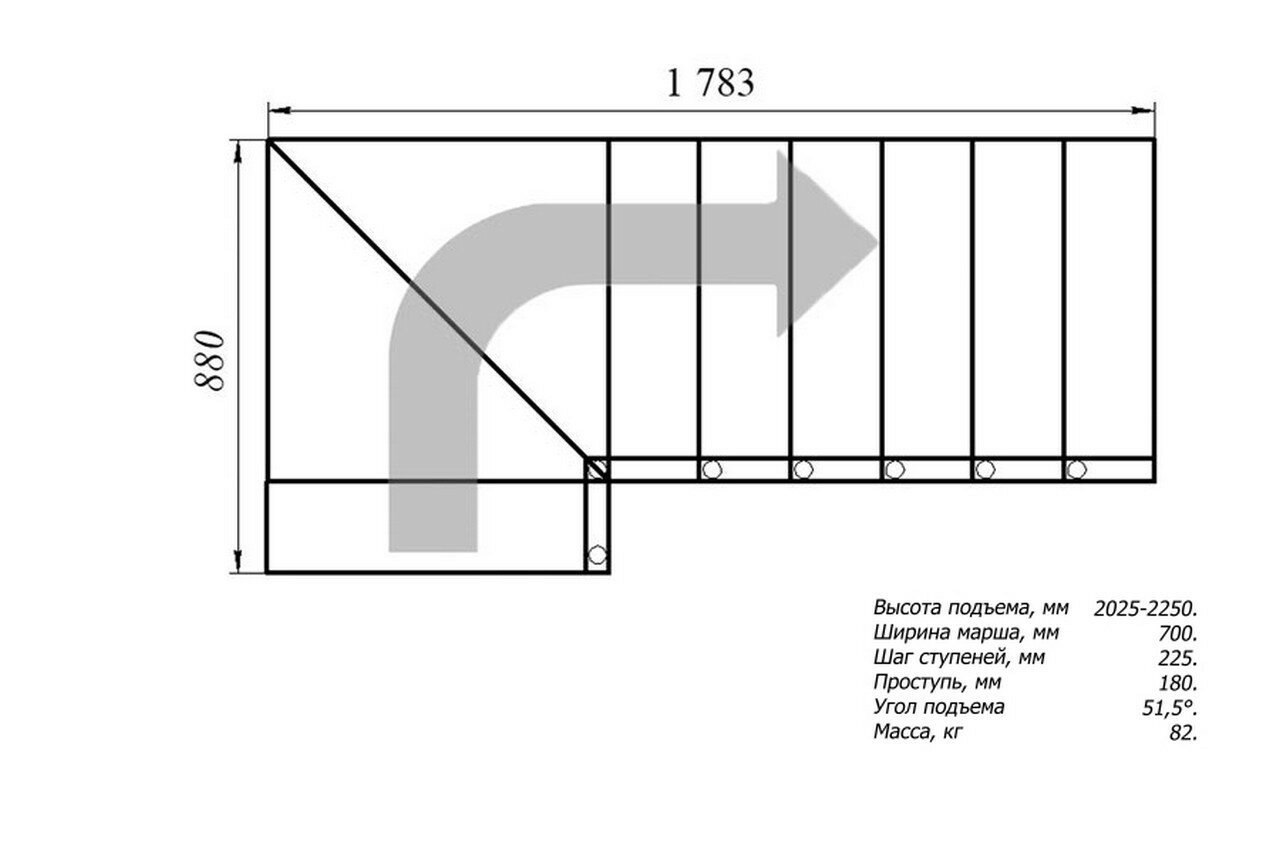 Модульная малогабаритная лестница Компакт (h 2025-2250, Серый, Сосна, Крашеная) - фотография № 3