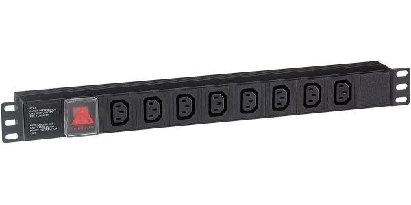фото Exegate EX280854RUS Блок розеток ExeGate ServerPro PDU-19H808 Al-8С13-C14-SW, 1U, Алюм., 8 IEC 320 C13, С14