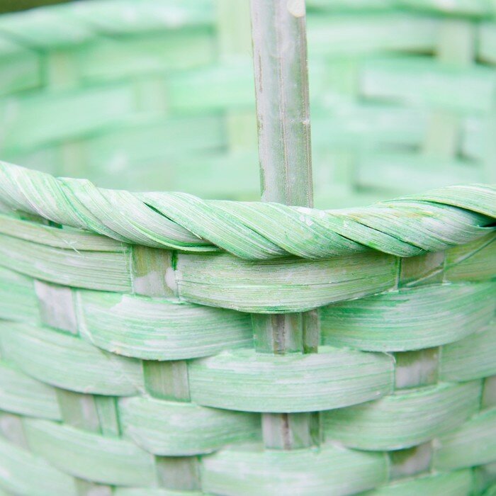 Набор корзин плетёных, бамбук, 3 шт., светло-зелёный цвет - фотография № 3