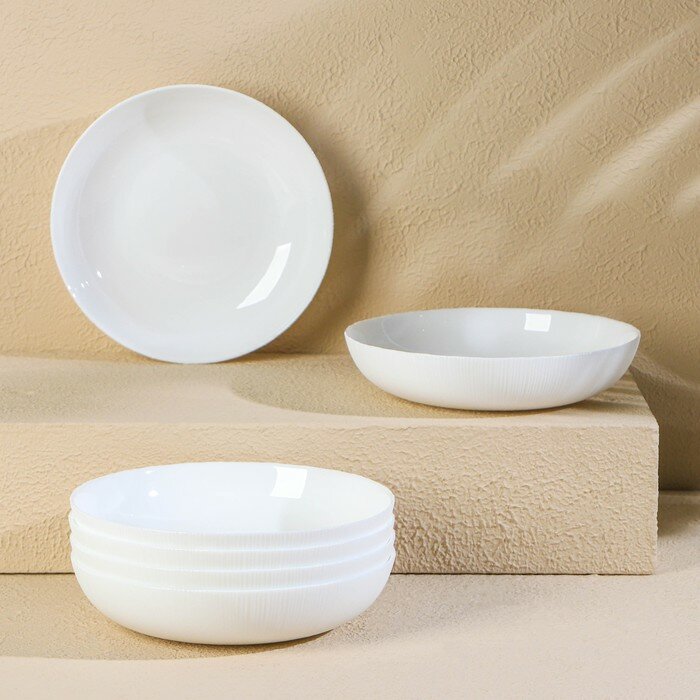Набор обеденных тарелок Luminarc DIWALI PRECIOUS, 800 мл, d=20 см, стеклокерамика, 6 шт, цвет белый - фотография № 1