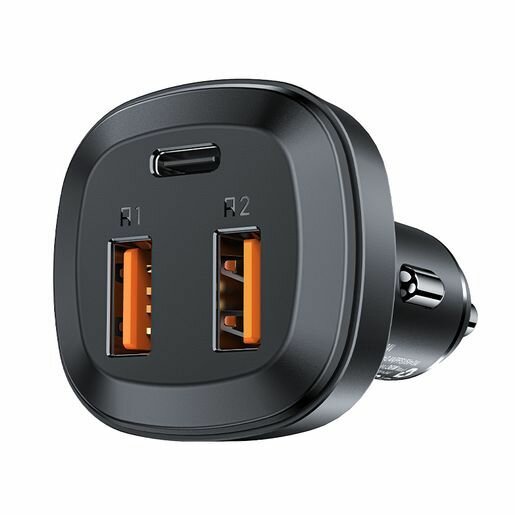 Автомобильное зарядное устройство ACEFAST B9 66W 2USB-A+USB-C three port metal car charger. Цвет: черный.