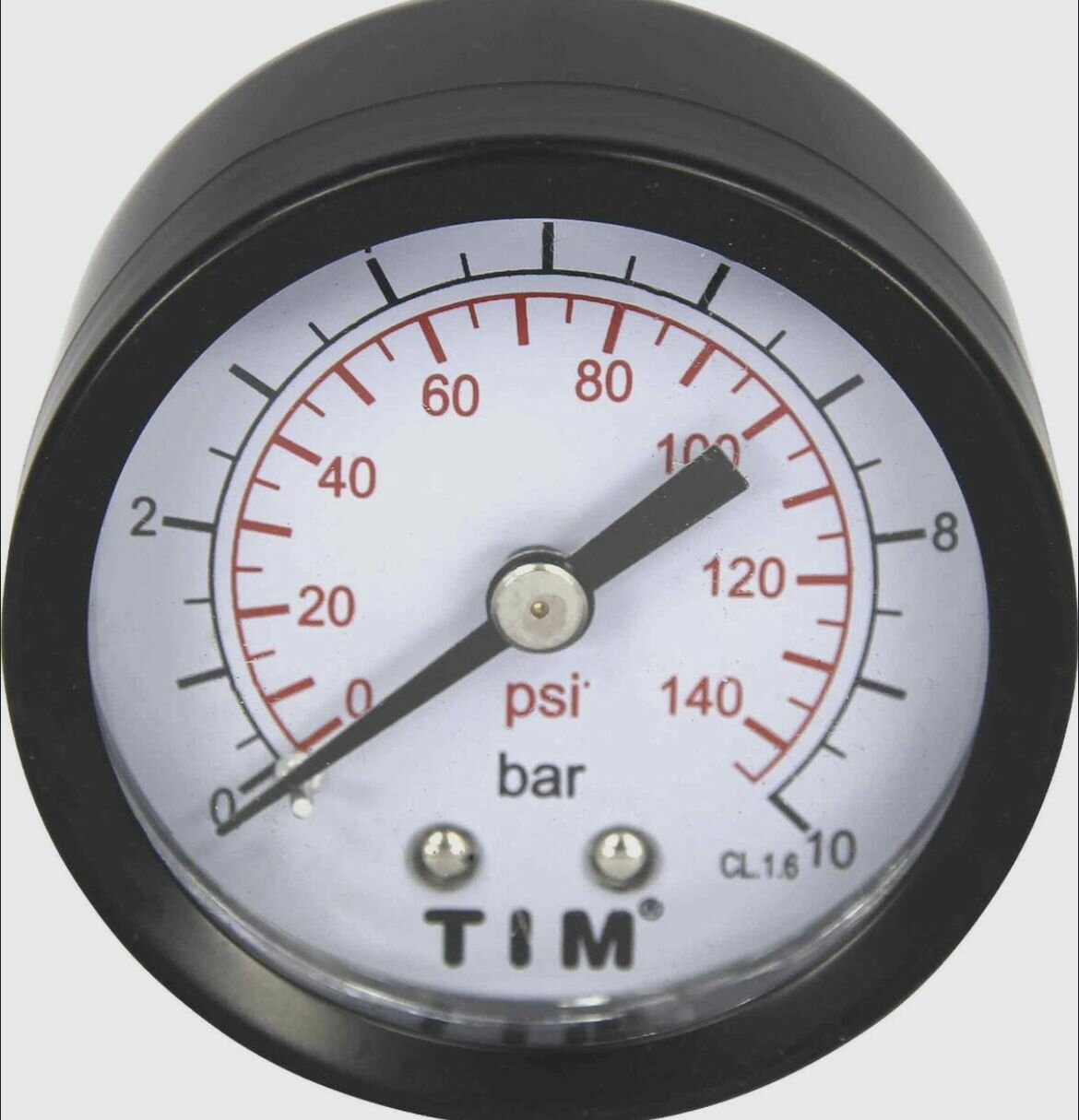фото Манометр аксиального подключения 1/4" - 10 бар TIM Y-50T-10