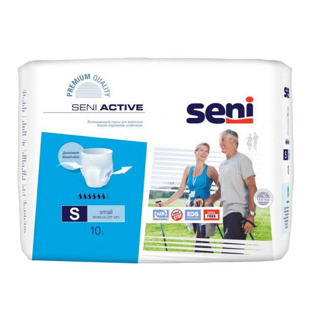 Seni Active Подгузники-трусы для взрослых Small обхват талии 55-85 см, 10 шт