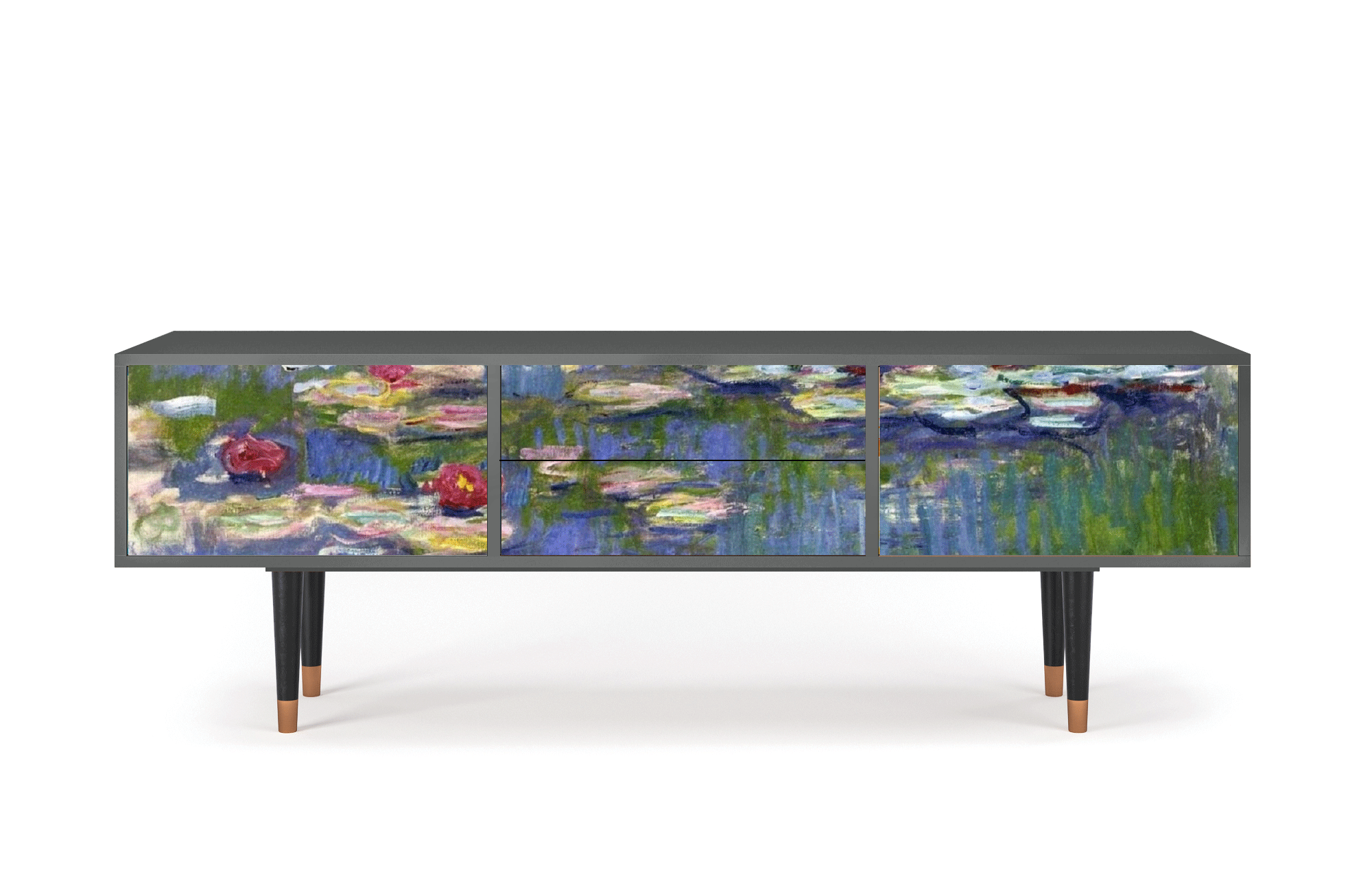 ТВ-Тумба - STORYZ - T4 The water lily pond by Claude Monet, 170 x 59 x 48 см, Антрацит - фотография № 2