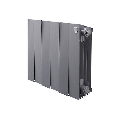 Секционный биметаллический радиатор Royal Thermo PianoForte Satin Silver 300 12(секции)серый боковой