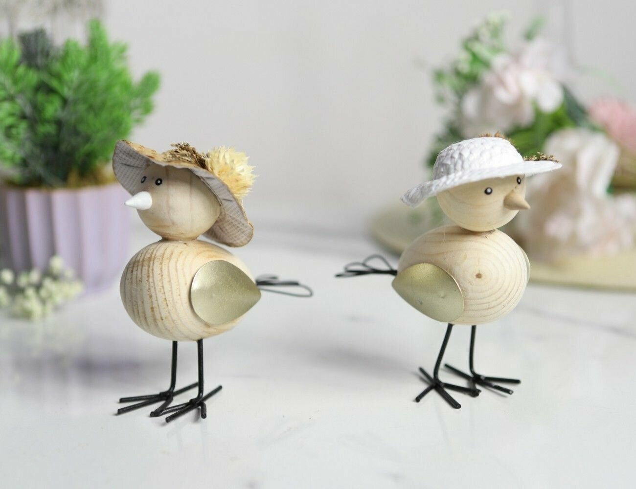 фото Набор декоративных фигурок птички, металл, дерево, 12 см, 2 шт., Boltze