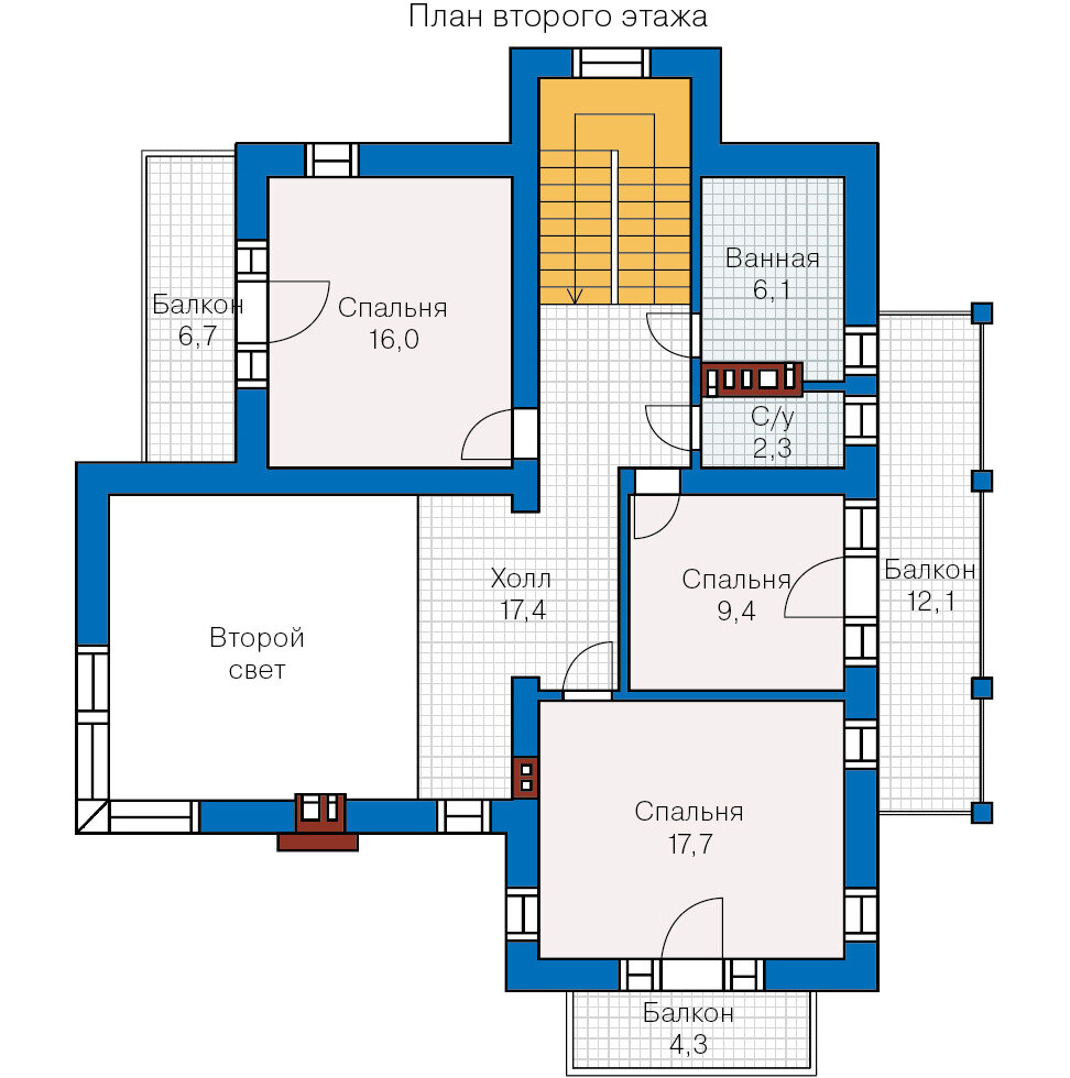 57-18-Catalog-Plans - Проект двухэтажного дома из газобетона с террасой - фотография № 2