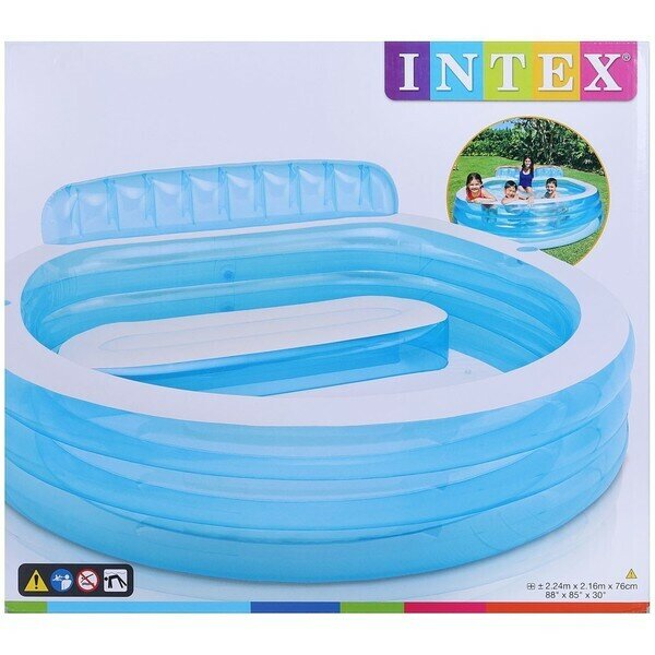 Бассейн надувной 229*218*79 см Swim Centre Family Lounge с подголовником Intex (57190NP) - фотография № 3