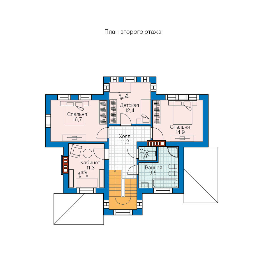 58-27-Catalog-Plans - Проект двухэтажного дома из газобетона с террасой - фотография № 3