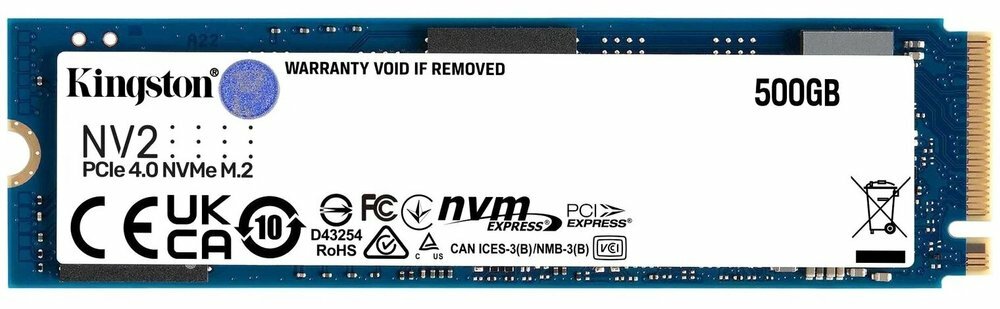 Накопитель SSD M.2 Pci-e x4 500Gb Kingston NV2 3500/2100 (snv2s/500g) RTL